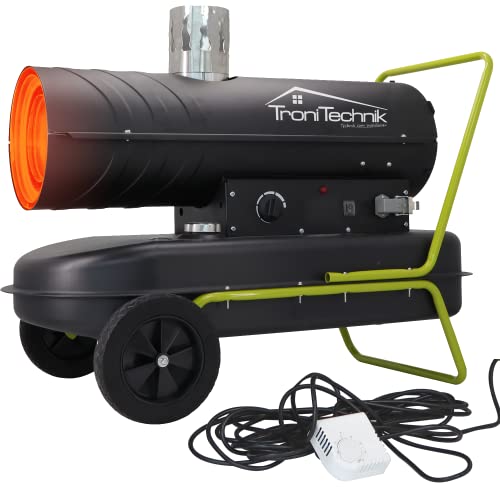 Tronitechnik Heizkanone Dieselheizgebläse Dieselheizer 20kW Diesel betriebener Heißluftgenerator Heizgerät Bauheizer Heizer mit 36l Tank Überhitzungsschutz mit Rädern und Thermostat