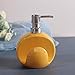 SKLHSIL Céramique Distributeur Savon,Bouteille De Stockage Remplissable Et Réutilisable De Pompe De Presse Ronde Jaune De 400Ml pour La   Cuisine De Gel De Douche De Shampooing , Salle De Bains, S