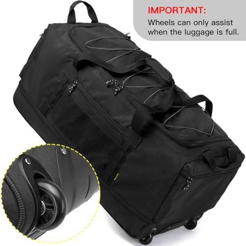 Laripwit Collapsible Duffle Bag with Wheels 130-170L Extra Large Expandable Travel Duffel Bag for Men Women Heavy Duty Military Duffle Bag for Camping Rolling Foldable Carry On Lug image 7