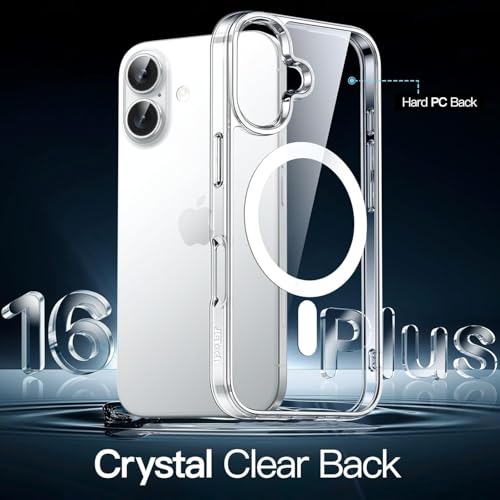 Image of JGD Magnetic Case for iPhone 16 Plus 6.7-Inch Compatible with MagSafe, Shockproof Phone Bumper Cover, Anti-Scratch Clear Back (Clear)