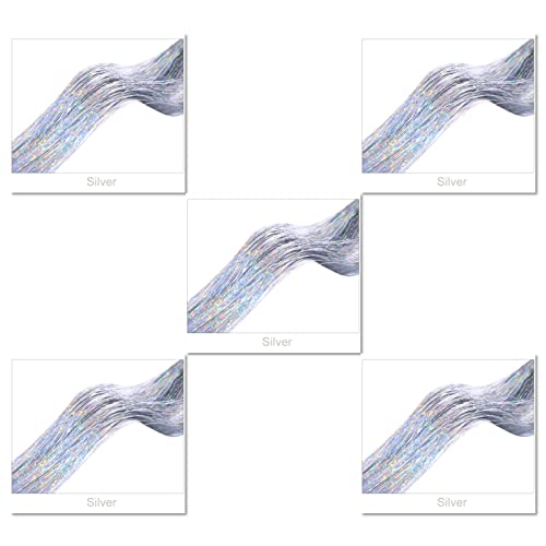 Silver Hair Tinsel 47 Inches 1000 Strands Glitter Tinsel Hair Extensions For Women And Girls, Sparkling Shinny Fairy Hair Accessories For Christmas New Year Halloween Cosplay Party #TOP1