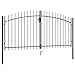 Outdoor Garden Gate,Garden Lawn Barrier,Fencing Metal Stockade Courtyard Outdoor Structure,High Security,Fence Gate Double Door with Spike Top Steel 9.8'x4.9' Black(Priority Delivery)