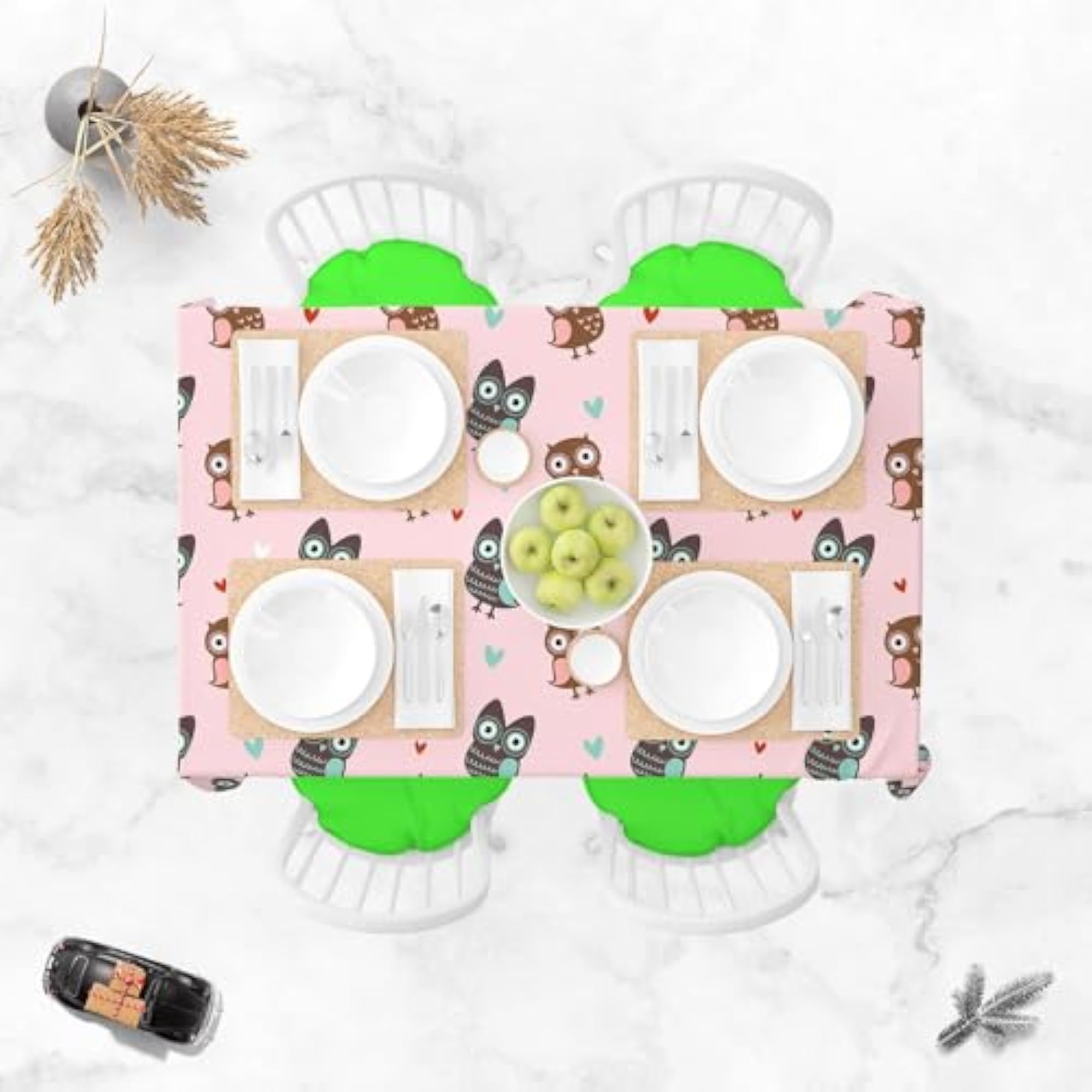Owls & Hearts Table Cloth Cover for Dining & Center Table