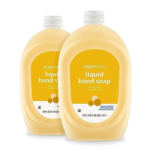 Amazon Basics Liquid Hand Soap Refill, Milk and Honey Scent, Triclosan-Free, 56 Fluid Ounces, Pack of 2