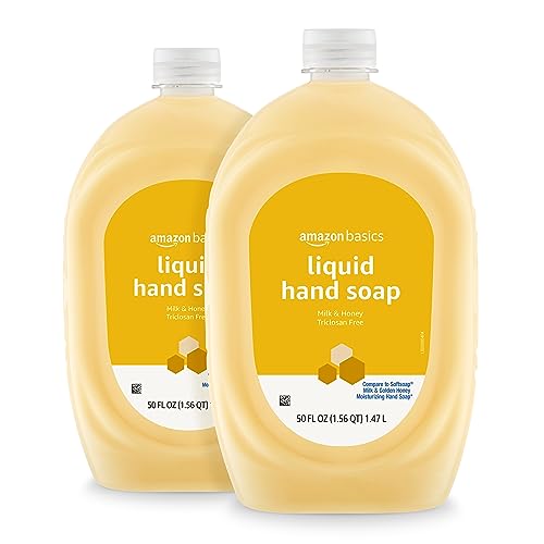 Amazon Basics Liquid Hand Soap Refill Milk and Honey Scent Triclosan-Free pH Balanced Dermatologist Tested 50 Fluid Ounces 2-Pack (Previously Solimo)
