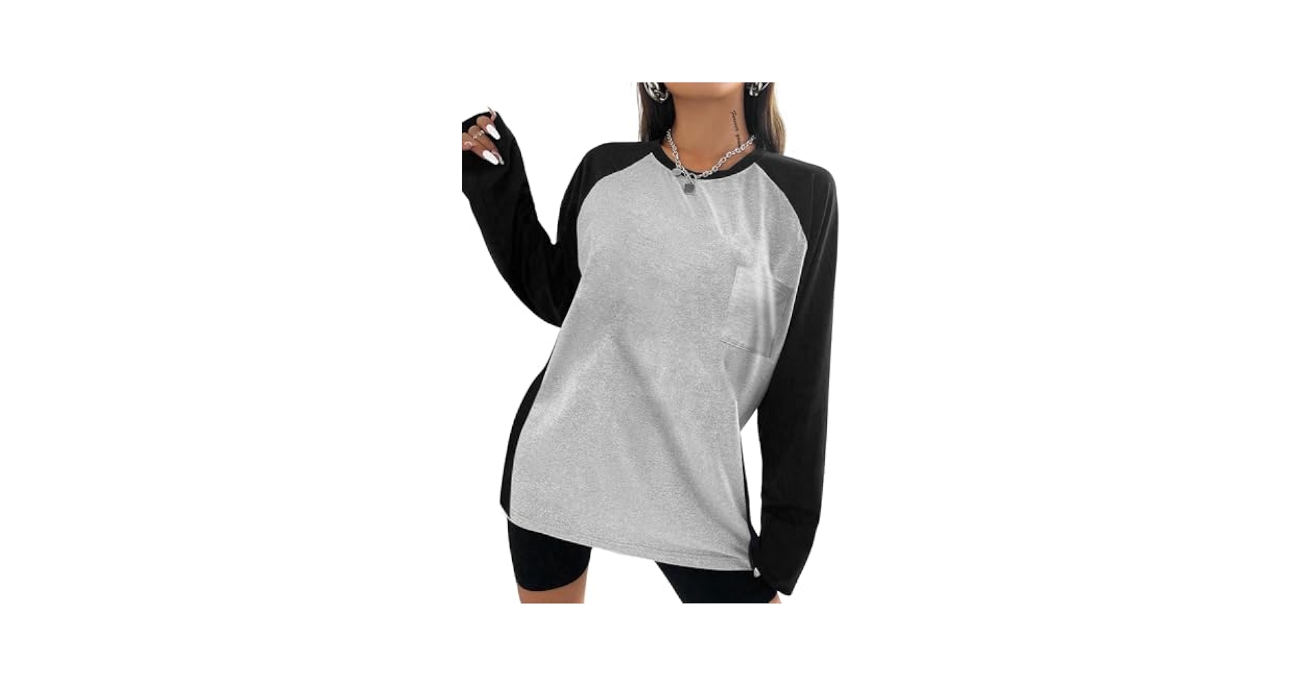 Remidoo Women Raglan Shirts Long Sleeve Oversized T Shirt
