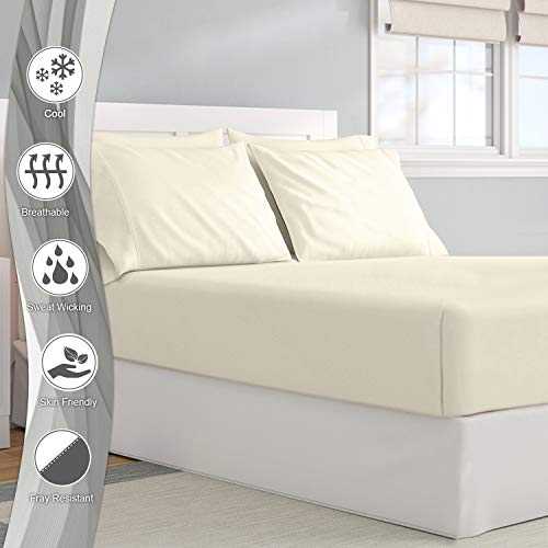 Pizuna Pure Combed Cotton Single Bed Fitted Sheet Ivory - Image 2