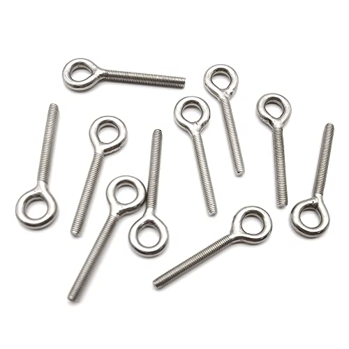 YDHfdc 10 Pack M6 Eye Bolt Long Shank Ring Bolt 304 Stainless Steel Closed Weld Coil Screw Suitable for Stationary and Hanging,70mm - Image 4