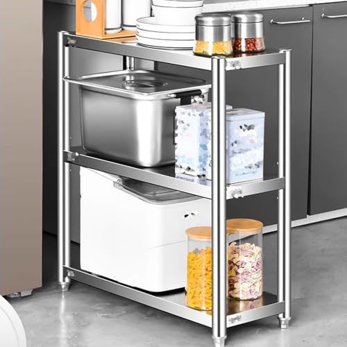 304 Edelstahl Küche Arbeitstisch Langlebig Gerüst für Restaurants Schmale Kante Design 30 x 20 x 80 cm Seitenablage für Kühlschrank Schwerlast Konstruktion