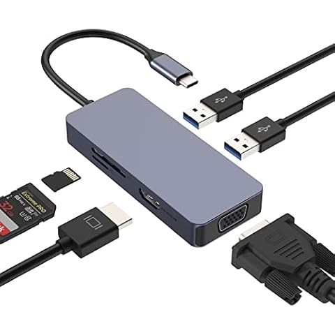 AYCLIF Hub USB C 6-en-1 con VGA y HDMI Cover