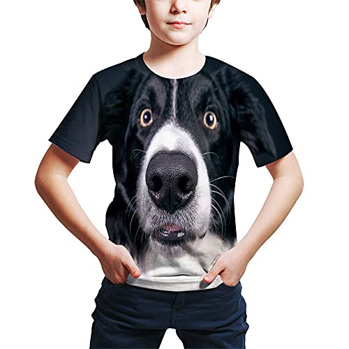 T-shirt imprimé visage de chien 3D vêtement anti-déformation pour enfants