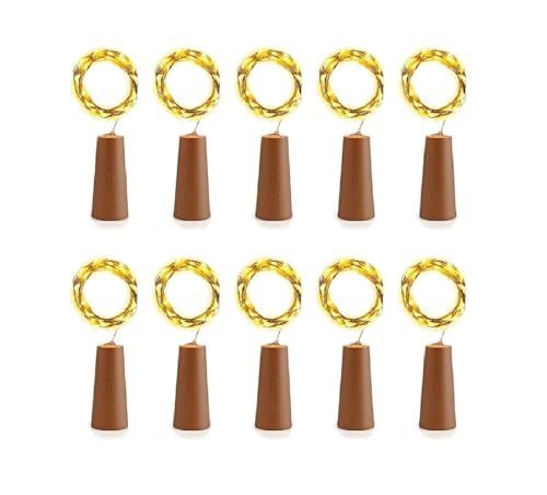 Image of Lexton 20 LED Wine Bottle Cork Lights Copper Wire String Lights (Warm White - Pack of 10)