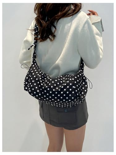Bolso tote vintage negro con lunares de mujer miniatura 6