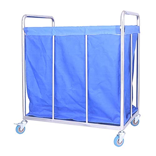 DFEDHF Trolley On Wheels Heavy Duty Hotel Laundry Sorter Cart with Rolling Caster, Blue Lobby Cart Room Service Rolling Trolley with Handle &Removable Cover