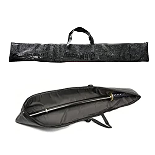 FLURSAILE PU Leather Sword Carrying Case Japanese Samurai Sword Bag Proctive Storage Case Katana Bokken Handbag Crocodile Pattern
