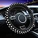 Cute Black White Polka Dots Steering Wheel Cover for Women, Universal Fit 14-15 inch,Automotive Interior Accessories Decorative,with 2 Pack Car Coaster