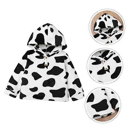 1 Pc Cow Coat for Children High School Jacket for Girls Adorable Plush Coat for Children Wool Coat Child Coat Coats Boy Polyester Toddler Clothes, White, 130cm, White, 130cm/464