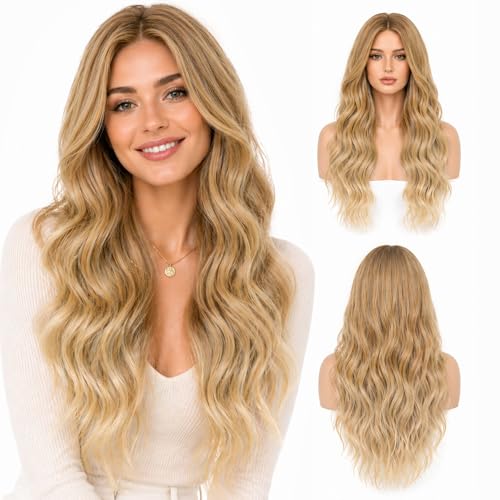 LUFFLOK Lange Gewellt Blond Perücke für Frauen 68cm Lange Lockige Volle Perücken Damen Gewellte Hitzebeständig Volle Haar Perücke für Tägliche Karneval (Blond) LUFFLOK Lange Gewellt Blond Perücke für Frauen 68cm Lange Lockige Volle Perücken Damen Gewellte Hitzebeständig Volle Haar Perücke für Tägliche Karneval (Blond)