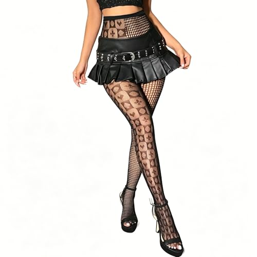 Image of Fishnet Stockings Lace Patterned Tights High Waist Pantyhose Fishnets for Women