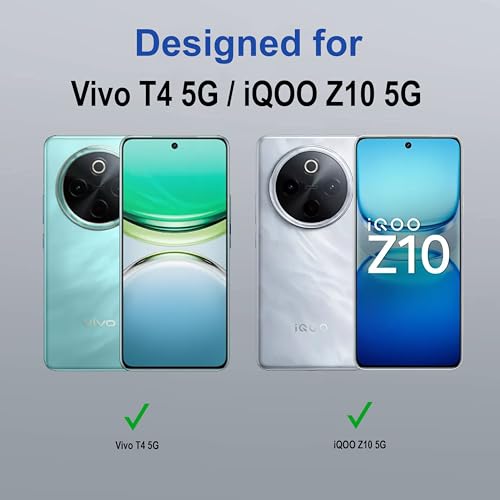 Image of amazon basics Back Case Cover for Vivo T4 5G | Compatible for Vivo T4 5G Back Cover | Case Cover with Camera Protection | (TPU + PC | Translucent Black)
