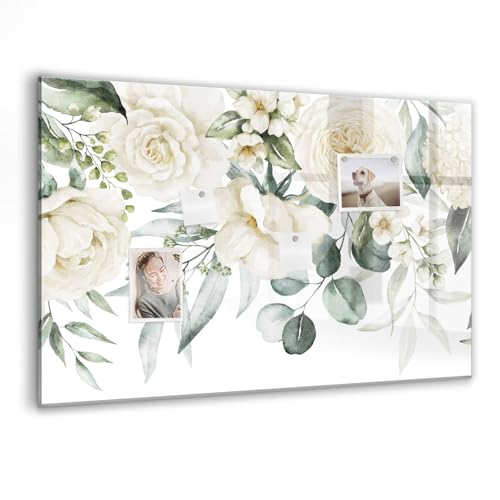 Tableau magnétique haut de gamme en verre décor fleurs pour un affichage mural d'exception