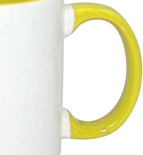 Miniatura 5 de MR.R Tazas de café en blanco de sublimación de 11 onzas, taza blanca con taza de color amarillo interior y asa, juego de 6