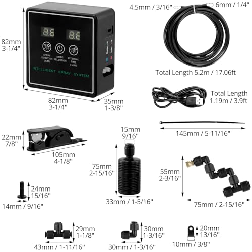QWORK® Intelligentes Reptilien Benebelungssystem, Sprühdüsen 360 °, für Reptilien und Pflanzenbewässerung