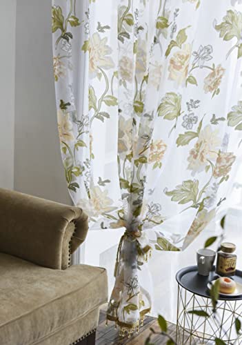 Cortinas para dormitorio con estampado moderno y alegre diseño floral translúcido 7