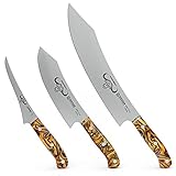 messer orange griff Die PremiumCut Messer werden mit Hilfe einer der weltweit modernsten Vakuumtechnologien auf 57 (+-1) HRC gehärtet. 8 Schleifprozesse und ein finaler Meisterhandabzug, sorgen für eine extreme Schärfe der Klinge - Die wohl außergewöhnlichsten Messer