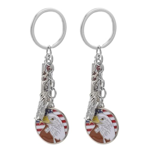 SAFIGLE Llavero 2 Piezas Estatua Libertad 3d con Bandera Estadounidense, Colgante Metálico Resistente, Recuerdo Patriótico Día Independencia y Souvenirs de Nueva York