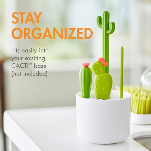 Image of Boon Cacti Replacement Baby Bottle Brushes - Includes Bottle Cleaner Brush, Straw Cleaner Brush, Nipple Brush and Detail Brush for Baby Bottles - Newborn Essentials - Sage - 4 Count (Pack of 12)