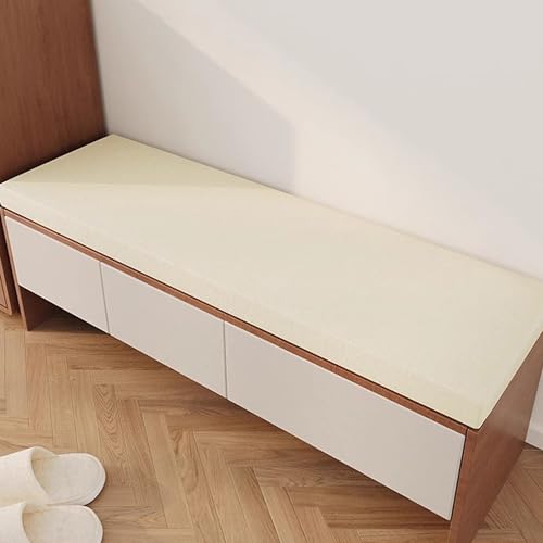 XIEMINLE Cojín para banco de interiores de 2/3 plazas, cojín antideslizante para banco de zapatos, lavable, parte inferior antideslizante, para columpio de cocina y hogar (200 x 40 x 5 cm, beige)