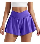 YEOREO Women Flowy Athletic Shorts 3.6" Workout Tennis Skorts Golf Skirts with Pocket for Running...
