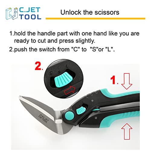 Image of C.JET TOOL 10 inch Heavy Duty Carpet Cutter, Industrial Scissors, Multipurpose, Professional Soft Grip Stainless Steel (Turquoise) (Pack of 2)