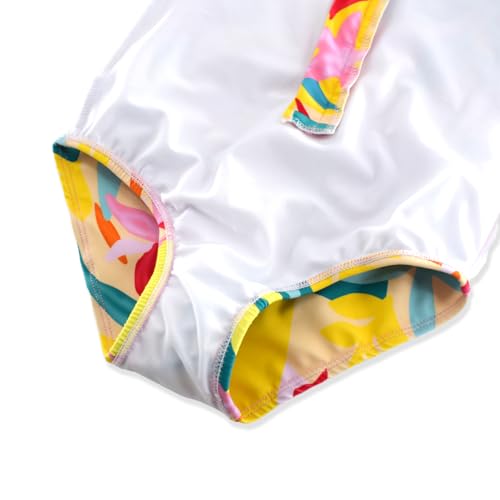 Image of Girls Long Sleeve One Piece Swimsuit Rash Guard Swimwear Zipper Quick Dry Bathing Suits Sun Protection UPF 50+ (Ages 4-12)