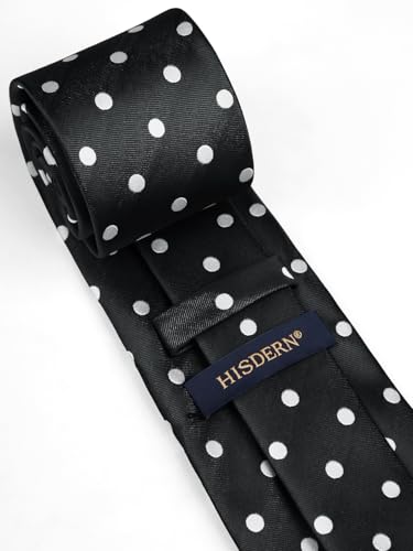 Image of HISDERN Polka Dot Ties for Men Classic Silk Ties and Pocket Square Formal Business Necktie Handkerchief Wedding Party