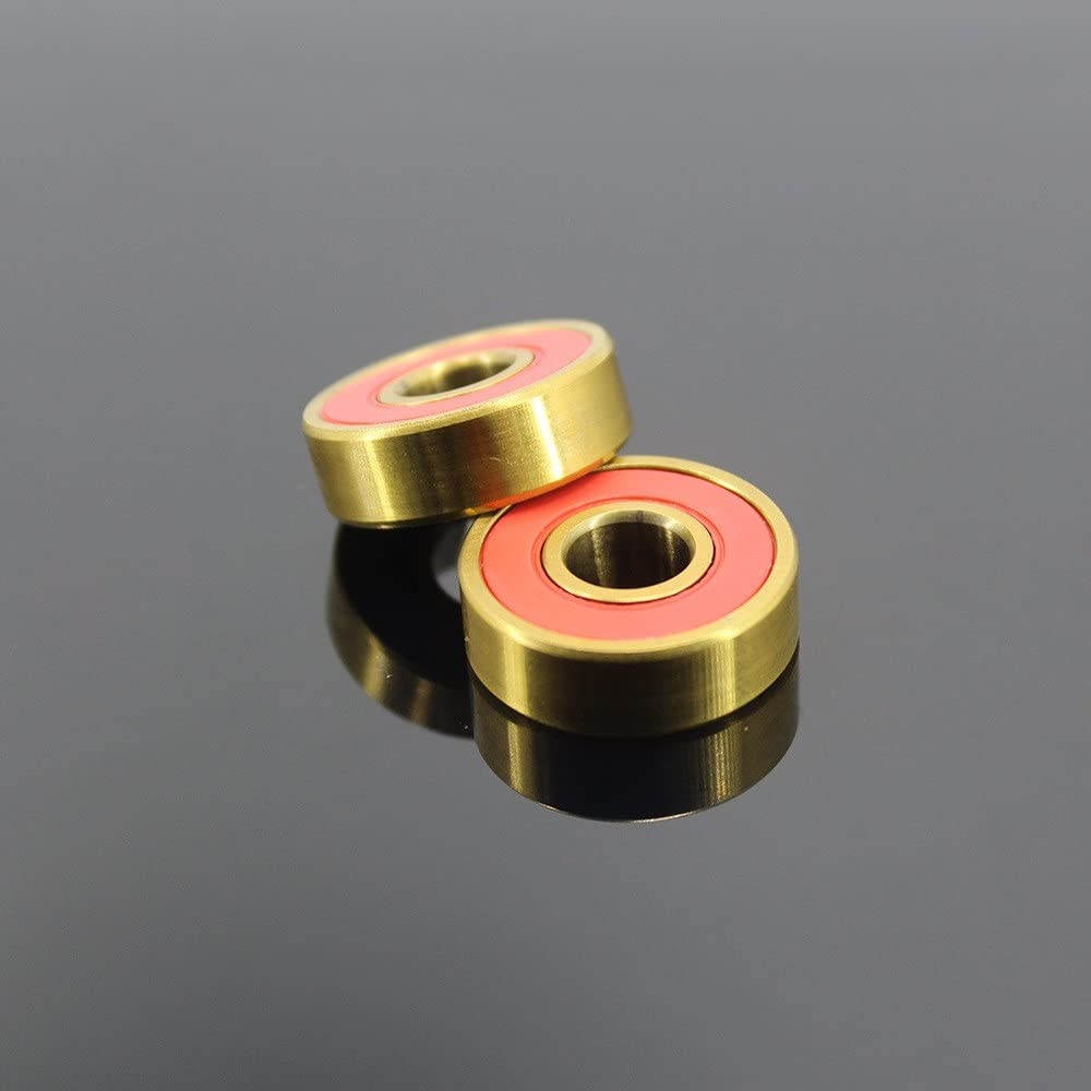 roulements, Roulements de Skateboard 608-TIG, 8x22x7mm, ABEC-9 608 V RS Surface, placage de Titane Or, Cage en Nylon, roulement à Billes 608, 16 pièces