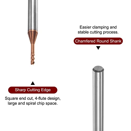 Image of HARFINGTON 2pcs Square Nose End Mill 4mm Shank 1.5mm x 8mm AlTiSin Coated Solid Carbide Long Reach Extended Neck 4 Flutes CNC Router Bit Milling Cutter for Stainless Steel Hardened Steel