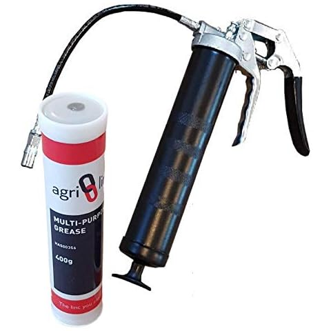 Pistol Grip Grease Gun with Grease Cartridge Bundle Offer, Professional Pistol Grease Gun with Flexible Hose and Coupler, EP2 Lithium-Based Grease, 400g/14oz Cartridge, by Agri-Linc Cover