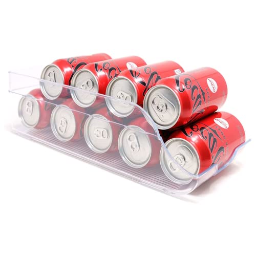 KROWN - Organizador Transparente para Latas de Bebidas en la Nevera, Práctico Dispensador de Plástico Fabricado en España para Mantener tus Refrescos en Orden en la Cocina o Despensa (1, Portalatas)