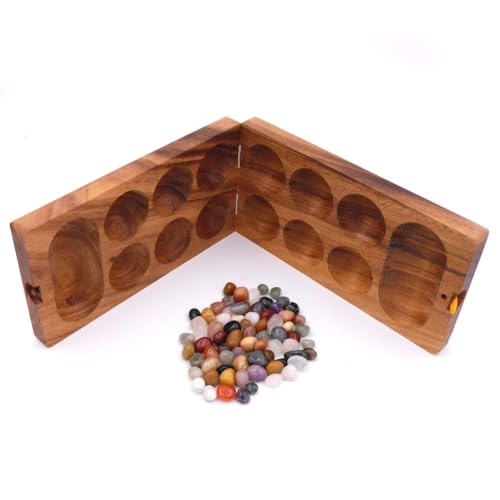 ROMBOL Kalaha - hochwertiges Steinchenspiel für 2 Personen inkl. Spielsteinen, Modell:1