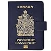 RedDeer Canada Passport Holder Wallet Premium PU Leather Travel Passport Wallet RFID Blocking Passport Cover Case Travel Documents Organizer for Women and Men (Blue)