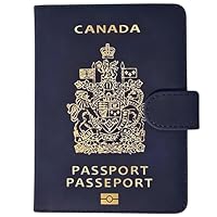 RedDeer Canada Passport Holder Wallet Premium PU Leather Travel Passport Wallet RFID Blocking Passport Cover Case Travel Documents Organizer for Women and Men (Blue)
