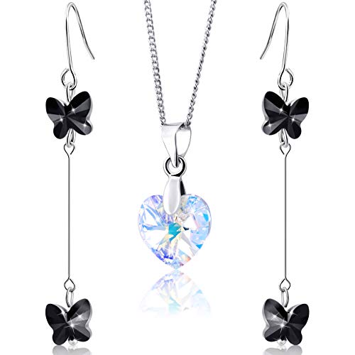 Preisvergleich Produktbild Damen Ohrringe und Halskette rhodiniert mit Swarovski-Kristallen von 2Splendid Geschenkverpackung / 2 zum Preis von 1