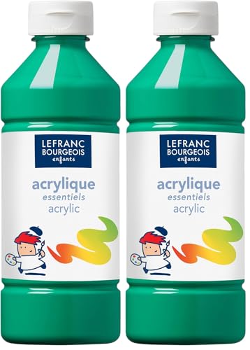 Lefranc Bourgeois Value Serie Kinder - Acrylfarben, 500ml Tube - Hellgrün (Packung mit 2)
