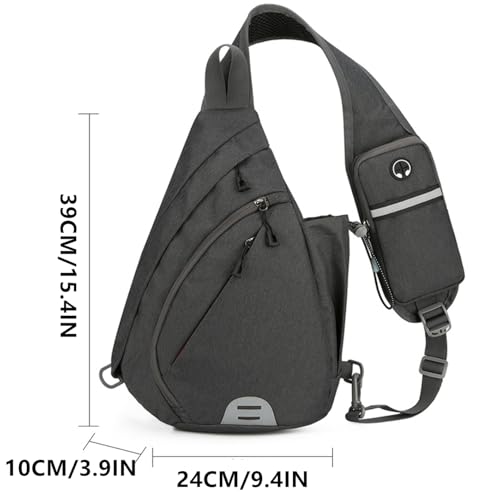 O-TBOST Crossbody Sling Backpack Sling Bag for Men Women Travel Hiking Chest Bag Daypack (Black)4