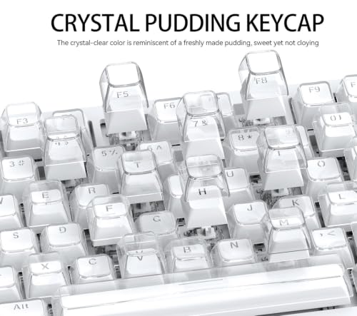 Image of 136 Keys Crystal Pudding Keycaps, OEM Profile Side Printed Keycaps Set, ABS+PC Double Shot for MX Switches Mechanical Keyboard(Blue)