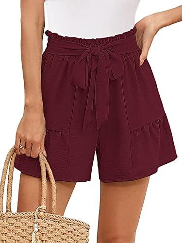Heymoments Women's Wide Leg Shorts Lightweight High Waisted Adjustable Tie Knot Loose Fit Summer Cute Trousers