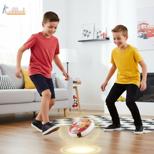 Image of Disney Cars Hover Football for Kids - Safe Indoor Air Power Soccer Ball with LED Lights & Soft Foam Bumpers, USB Rechargeable Floating Football, Ideal Gift for Boys & Girls (Ages 3+)