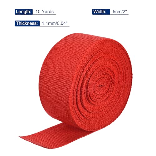 Image of MECCANIXITY Lightweight Polypropylene Webbing Strap 2 inch 10 Yard Backpack Strapping Band Red for Outdoor Luggage Cargo Straps
